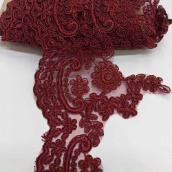 Bordo Fransız Güpür Şerit Dantel-DAN-189