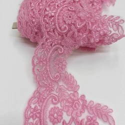 Pembe Fransız Güpür Şerit Dantel-DAN-190