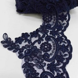 Lacivert Fransız Güpür Şerit Dantel-DAN-192