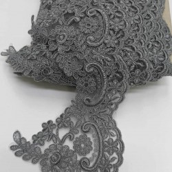 Gri Fransız Güpür Şerit Dantel-DAN-194