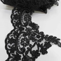 Siyah Fransız Güpür Şerit Dantel-DAN-195