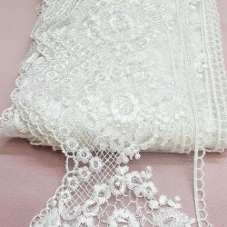 Beyaz Desenli Dantel Şerit-DAN-212