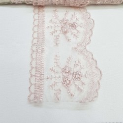 Pudra Çiçek Desenli Dar Dantel-DAN-317