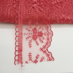 Kırmızı Çiçek Desenli Dar Dantel-DAN-320