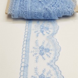 Bebe Mavi Çiçek Desenli Dar Dantel-DAN-322