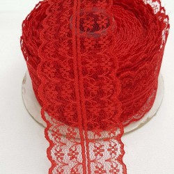 Kırmızı Çift Taraflı Dantel 5 cm-DAN-332