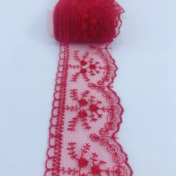 Fuşya Çiçek Desenli Dar Dantel-DAN-339