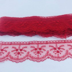 Fuşya Çiçek Desenli Dar Dantel-DAN-339