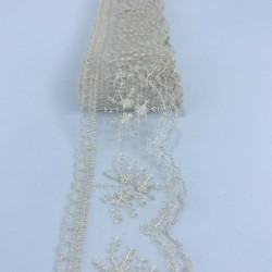 Vizon Çiçek Desenli Dar Dantel-DAN-340