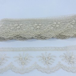 Vizon Çiçek Desenli Dar Dantel-DAN-340