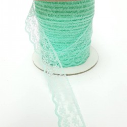 Su Yeşili Çiçek Desenli Dantel-DAN-361