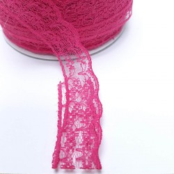 Fuşya Çiçek Desenli Dantel-DAN-370