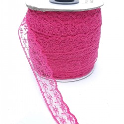 Fuşya Çiçek Desenli Dantel-DAN-370