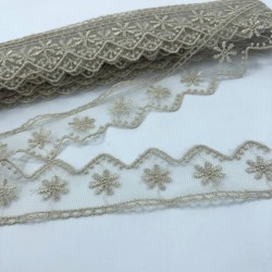 Vizon Çiçek Desenli Kenar Dantel-DAN-509