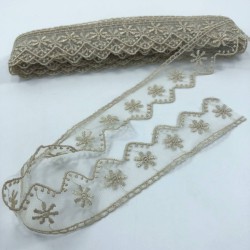 Vizon Çiçek Desenli Kenar Dantel-DAN-509