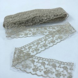 Vizon Geniş Çiçek Desenli Dantel-DAN-512