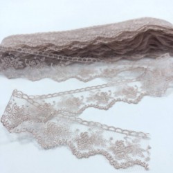 Pudra Yaprak Desenli Kenar Dantel-DAN-513