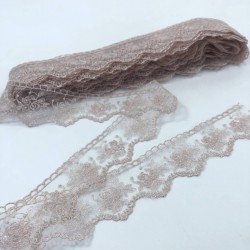 Pudra Yaprak Desenli Kenar Dantel-DAN-513