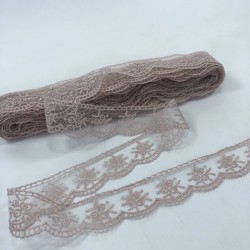 Pudra Çiçek Desenli Kenar Dantel-DAN-515