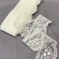 Kırık Beyaz Yuvarlak Kenar Güpür Dantel Fisto 9 Metre-DAN-523