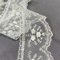 Kırık Beyaz Yuvarlak Kenar Güpür Dantel Fisto 9 Metre-DAN-523