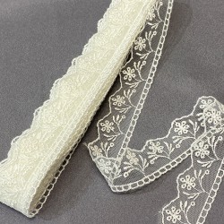 Oymalı Desenli Kenar Güpür Dantel Fisto 1 Top 9 Metre-DAN-526