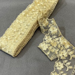 Kapiçino Yaprak Desenli Kenar Güpür Dantel Fisto 1 Top 9 Metre-DAN-532