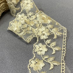 Kapiçino Yaprak Desenli Kenar Güpür Dantel Fisto 1 Top 9 Metre-DAN-532