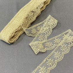 Kapiçino Çiçek Desen Kenar Güpür Dantel Fisto 1 Top 9 Metre-DAN-536