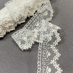 Kırık Beyaz Oymalı Desen Kenar Güpür Dantel Fisto 1 Top 9 Metre-DAN-537