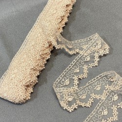 Pudra Küçük Çiçek Kenar Dantel Güpür Fisto 1 Top 9 Metre-DAN-539