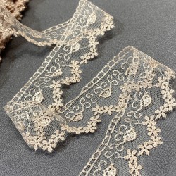 Pudra Küçük Çiçek Kenar Dantel Güpür Fisto 1 Top 9 Metre-DAN-539