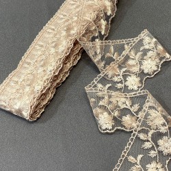 Pudra Yaprak Desen Kenar Güpür Dantel Fisto 1 Top 9 Metre-DAN-541