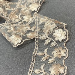 Pudra Yaprak Desen Kenar Güpür Dantel Fisto 1 Top 9 Metre-DAN-541