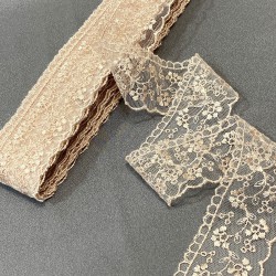 Oyma Detaylı Pudra Kenar Güpür Dantel Fisto 1 Top 9 Metre-DAN-543