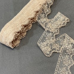 Pudra Çiçek Desen Kenar Güpür Dantel Fisto 1 Top 9 Metre-DAN-545