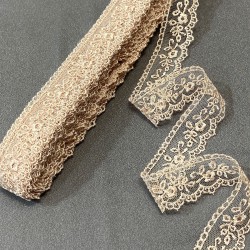 Oymalı Desenli Pudra Kenar Güpür Dantel Fisto 1 Top 9 Metre-DAN-546