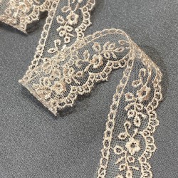 Oymalı Desenli Pudra Kenar Güpür Dantel Fisto 1 Top 9 Metre-DAN-546