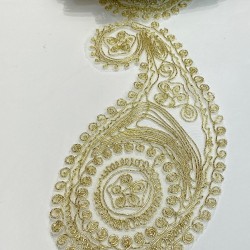 Gold Şal Desenli Fransız Güpür Şerit-DAN-551 Gold Şal Desenli Fransız Güpür Şerit-DAN-551