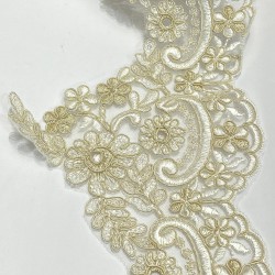 Krem Bej Fransız Güpür Dantel-DAN-556