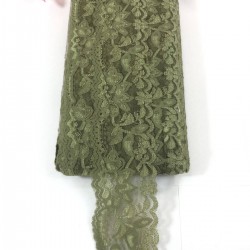 Yeşil Likralı Dantel Süsleme Danteli  1 Metre-DAN-596