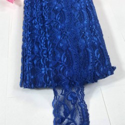 Saks Mavi Likralı Dantel Süsleme Danteli  1 Metre-DAN-599