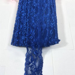 Saks Mavi Likralı Dantel Süsleme Danteli  1 Metre-DAN-599