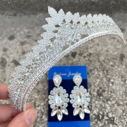 Daniela Gümüş Gelin Kına Tacı Özel Gün Aksesuar Kadın Taç Ve Üç Mekik Küpe Takımı-DANIELA-21 Daniela Gümüş Gelin Kına Tacı Özel Gün Aksesuar Kadın Taç Ve Üç Mekik Küpe Takımı-DANIELA-21