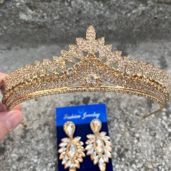 Daniela Gold Gelin Kına Tacı Özel Gün Aksesuar Kadın Taç Ve İnce Mekik Küpe Takımı-DANIELA-28 Daniela Gold Gelin Kına Tacı Özel Gün Aksesuar Kadın Taç Ve İnce Mekik Küpe Takımı-DANIELA-28