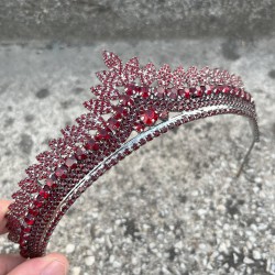 Daniela Bordo Gelin Kına Tacı Özel Gün Aksesuar Kadın Taç Saç Aksesuarı-DANIELA-5 Daniela Bordo Gelin Kına Tacı Özel Gün Aksesuar Kadın Taç Saç Aksesuarı-DANIELA-5