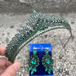 Daniela Yeşil Gelin Kına Tacı Özel Gün Aksesuar Kadın Taç Ve Üç Mekik Küpe Takımı-DANIELA-7 Daniela Yeşil Gelin Kına Tacı Özel Gün Aksesuar Kadın Taç Ve Üç Mekik Küpe Takımı-DANIELA-7