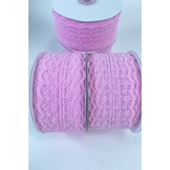 Pembe Dantel Kurdele 5 Cm 1 Top 25 Metre-DANTELKURDELE-1003