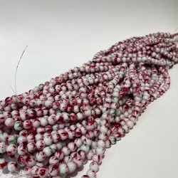 Bordo Desenli Dizi Cam Boncuk 1 Dizi 8 Mm-DCB-1038 Bordo Desenli Dizi Cam Boncuk 1 Dizi 8 Mm-DCB-1038