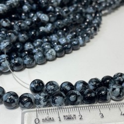Antrasit Gri Desenli Dizi Cam Boncuk 1 Dizi 8 Mm-DCB-1044 Antrasit Gri Desenli Dizi Cam Boncuk 1 Dizi 8 Mm-DCB-1044
